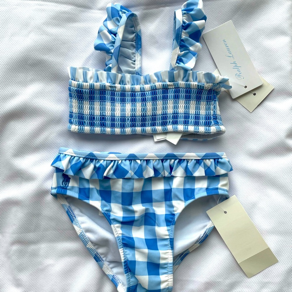 Ralph Lauren Blue & White Swimsuit 9M babygirl